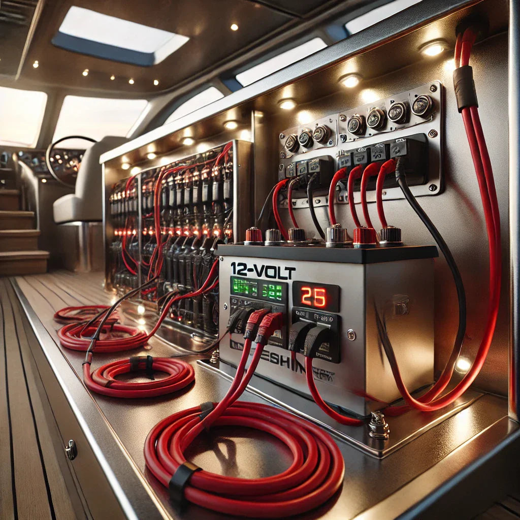 12V boordnet voor betrouwbare stroomvoorziening aan boord van een boo