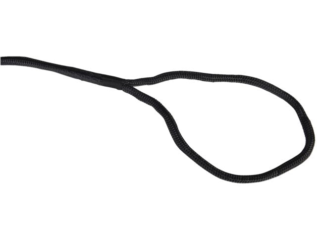 Zwarte Polyester/Polypropyleen landvast met 40 cm lus, sterk en duurzaam.