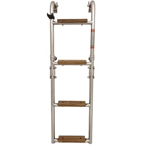 Hollex uitklapbare zwemtrap RVS316 2+2 treden teak – stijlvol en duurzaam.