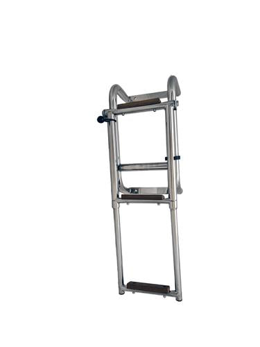 Hollex uitklapbare zwemtrap RVS316 3 treden teak – elegant en corrosiebestendig