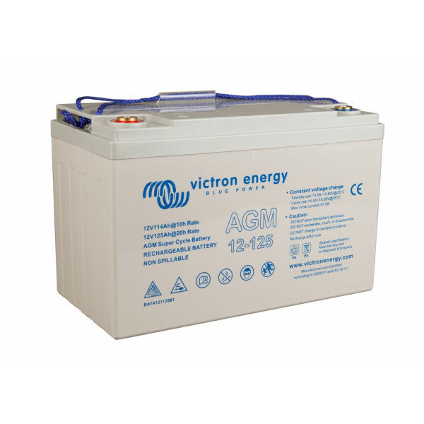 Victron AGM Super Cycle accu 12V/125Ah met M8 schroefdraad - robuust en betrouwbaar